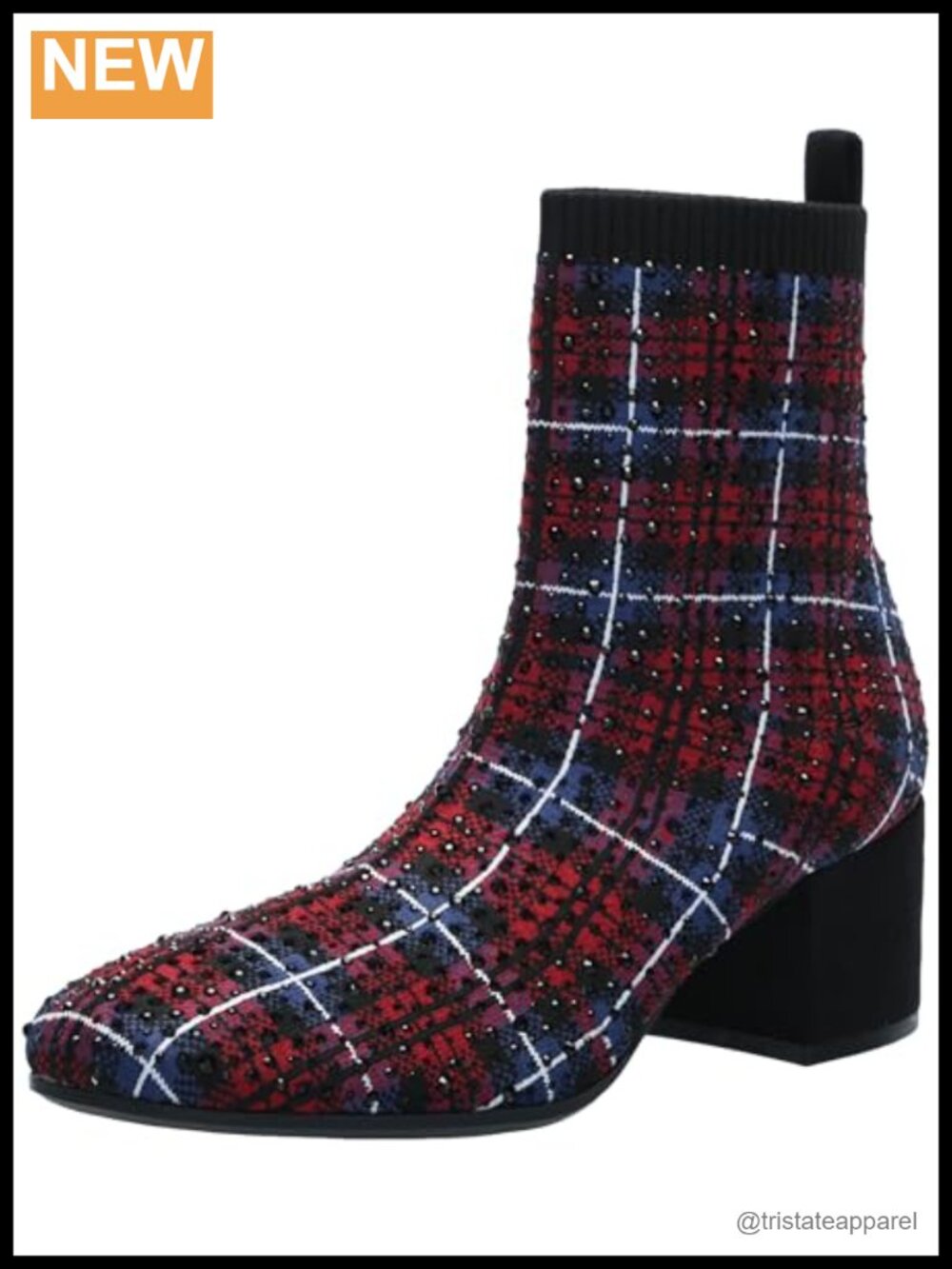 Pull-On Stretch Knit Block Heel Ankle Bootie